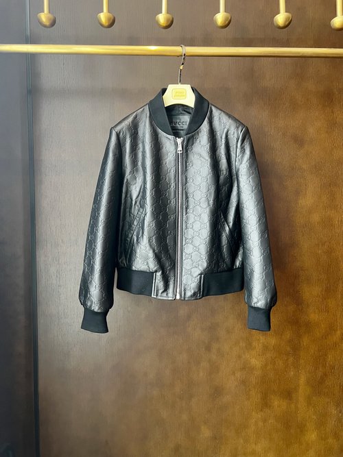 Gucci Exclusive Custom Sheepskin Leather Jacket with Logo