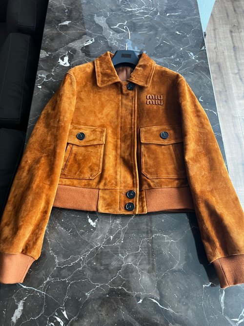 Miu Miu Classic and Stylish Custom Leather Jacket Crafted from Imported Goat Suede