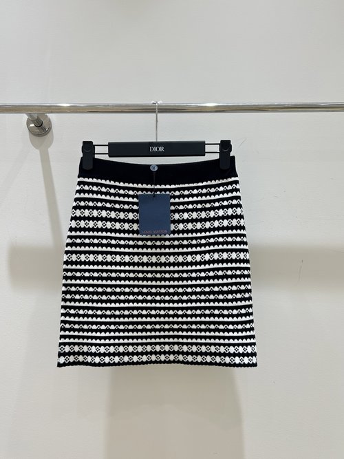 Louis Vuitton Monogram Knit Skirt with Ruffled Hem and Colorful Stripes