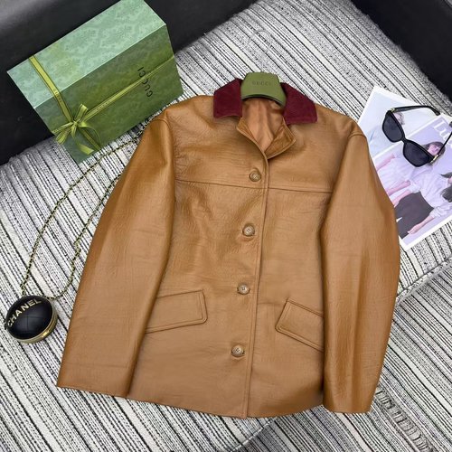 Gucci Recommended Early-Autumn Suede Blazer with Tree Pattern