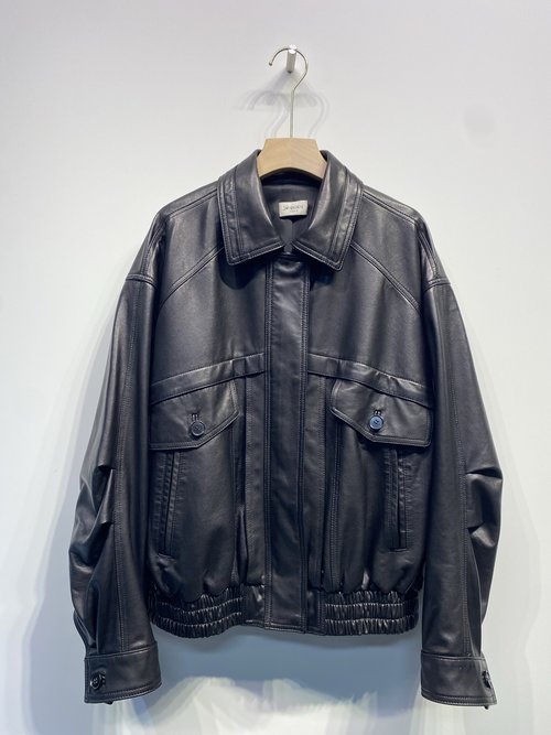 Yves Saint Laurent New-Design Leather Jacket with Washed Finish and Wide Silhouette