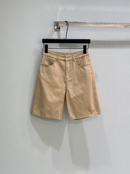 Miu Miu Modern Bermuda Shorts in Beige for a Fresh Summer Look