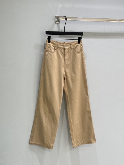 Miu Miu Denim Pants with Pocket Embroidery, Comfortable and Versatile