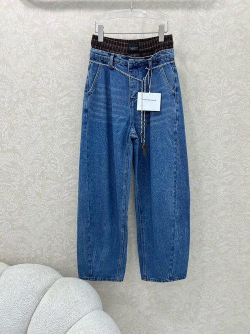 Loro Piana Custom Waist Chain Denim Jeans Made from High Cotton Blend Fabric