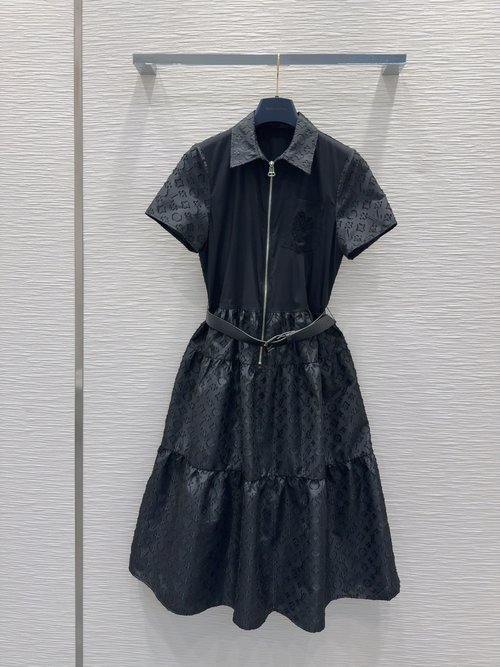 Louis Vuitton Custom Imported Jacquard Dress with Exquisite Details and 3D Tailoring