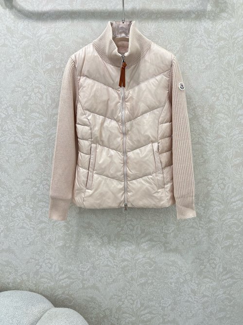 Moncler Quilted Stand Collar Wool-Knit Short Down Jacket, Memory Fabric & Invisible Pockets