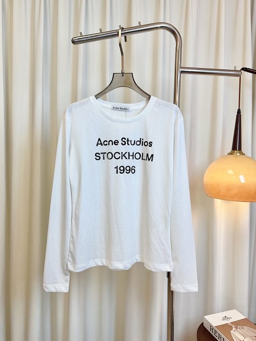 Acne Studios Printed Vintage Logo T-shirt in Pure Cotton Slub Fabric