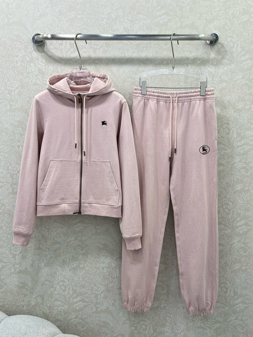 Burberry Elegant High-end Customized Cotton Zip-up Jacket with Embroidered Pants Ensemble