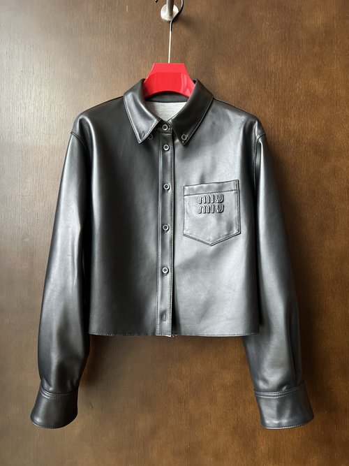 Miu Miu Miu - style Shirt Leather Jacket Made of Premium Imported Lambskin