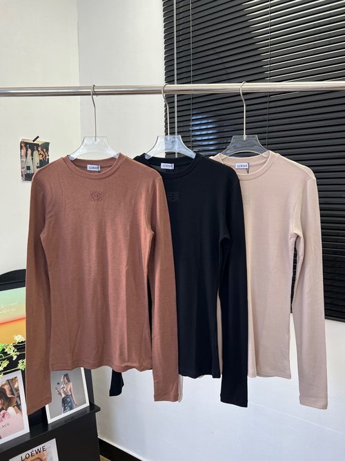 Loewe New Embroidered Logo Long-Sleeve Base Layer, Soft Cotton