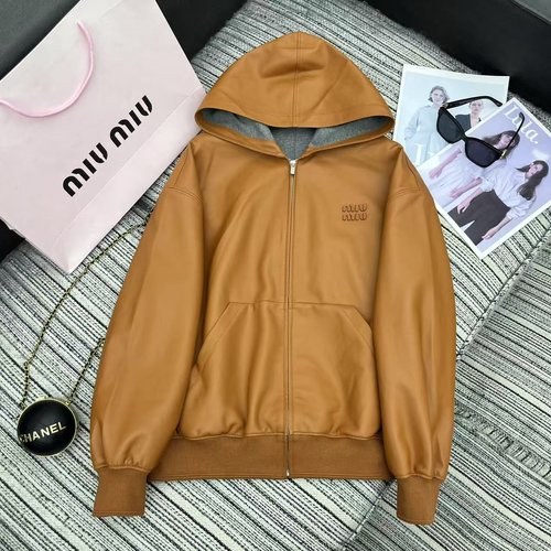 Versace Recommended High-Quality Mu Series Oversized Hooded Leather Coat