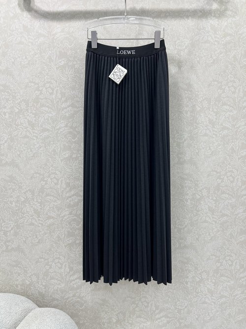 Loro Piana Classic Lettered Elasticated Waist Long Pleated Skirt