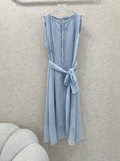 Dior Sleeveless Dress in Snow - Spun Fabric with Bee CD Emblem