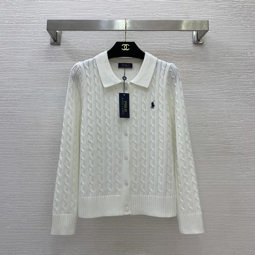 Polo Ralph Lauren Knitted Open-Front Long-Sleeve Top with Pony Embroidery