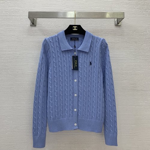 Polo Ralph Lauren Knitted Open-Front Long-Sleeve Top with Pony Embroidery