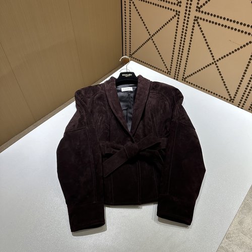 Hermes Stylish Single - piece Leather Outerwear Made of Imported Mixed - breed Sheep Suede
