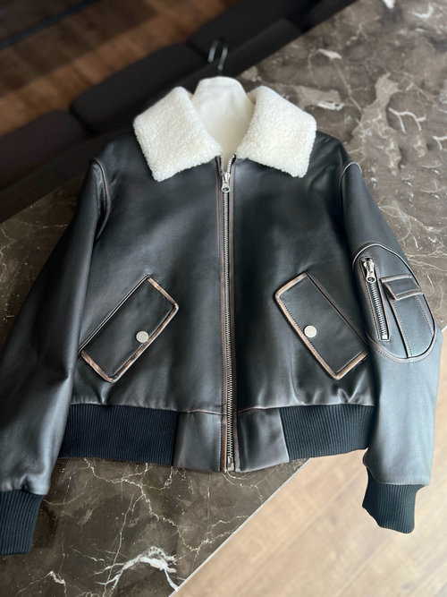 Yves Saint Laurent Fashionable Genuine Leather Jacket with Custom Leather and Accessories, Timeless Style