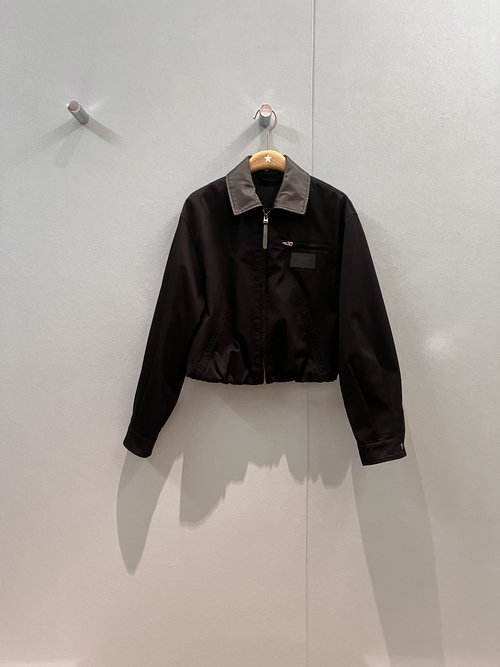 Acne Studios Workwear-Style Leather-Collared Short Jacket