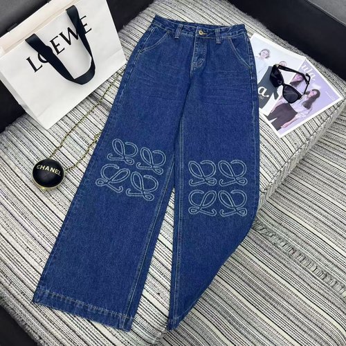 Loewe Recommended Logo Knee Jacquard Straight-Leg Jeans with Good Wash