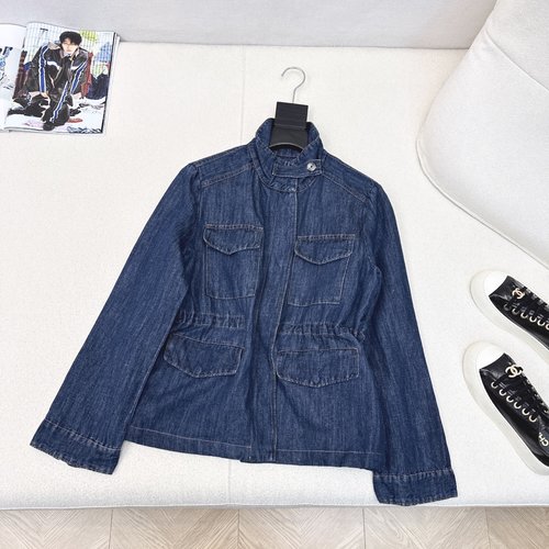 Loro Piana High-Grade Gray Drawstring Waist Jeans Jacket for Style