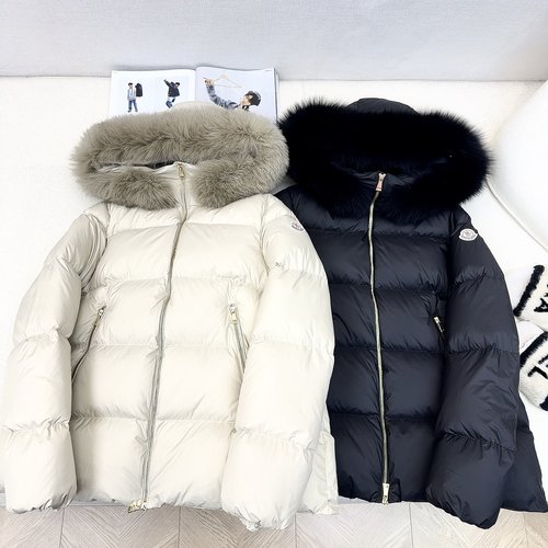 Moncler Classic Hooded Down Jacket with Raccoon Fur Collar, Lightweight and Cozy