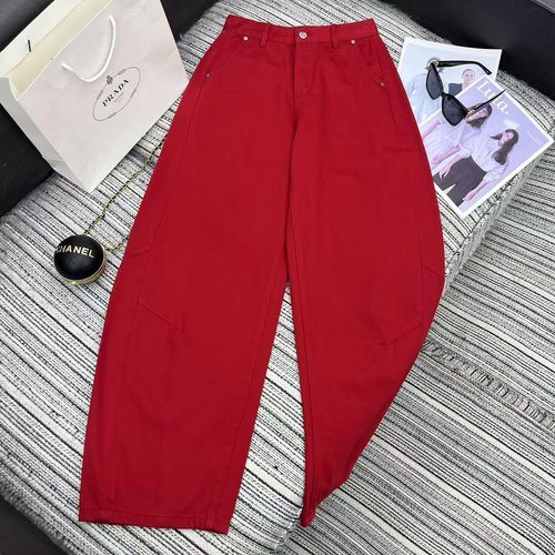 Prada Early Autumn Embroidered Triangle Denim Trousers