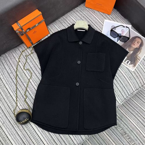 Hermes Medium-Length Double-Sided Cashmere Collared Vest Coat