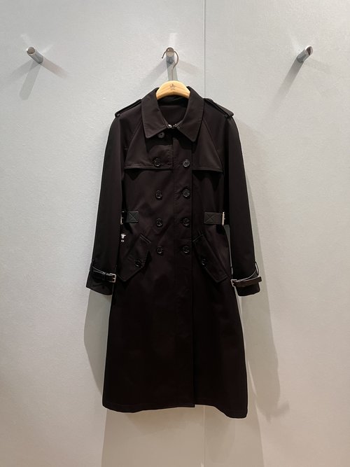 Dior Epaulette Double-Breasted Long Trench Coat with Leather Decor