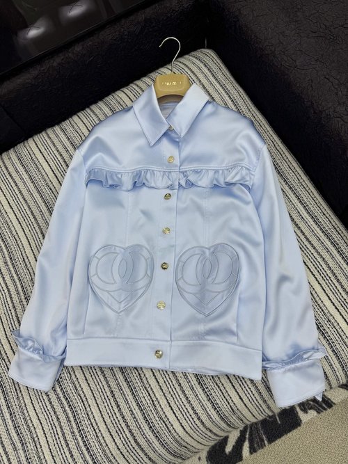 Chanel Silk Crafted Princess-Style Coat with Embroidered Pocket