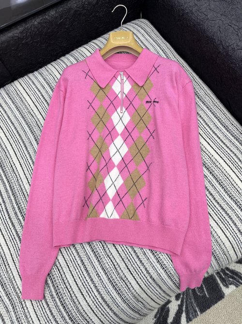 Miu Miu Original Custom Jacquard Letter Knitwear with Autumn Vibe