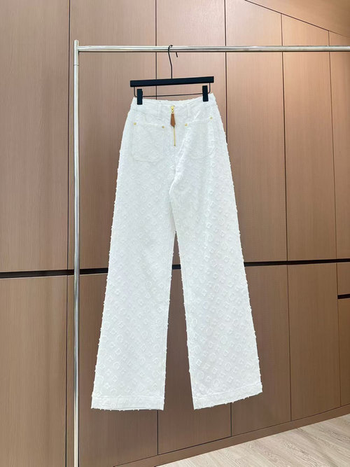 Louis Vuitton Designer s Original Zippered 3D Jacquard Jeans with Custom Fabrics