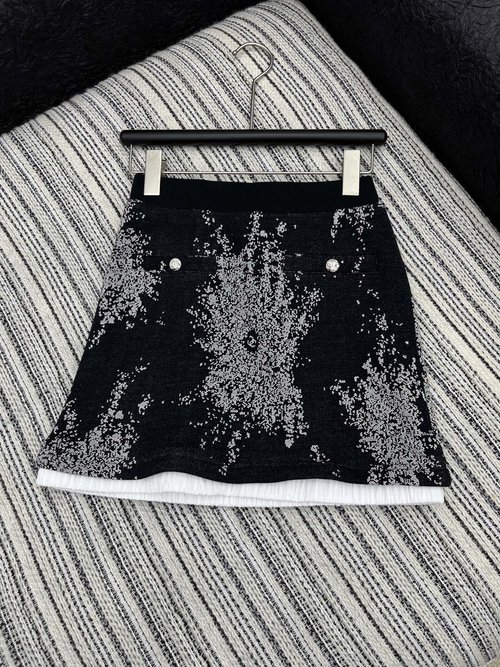 Chanel Classic Jacquard Composite Suede Half Skirt with Small A Shape