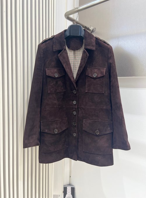 Brunello Cucinelli Elegant Suede Jacket Made of Imported Turkey Mixed Lambskin