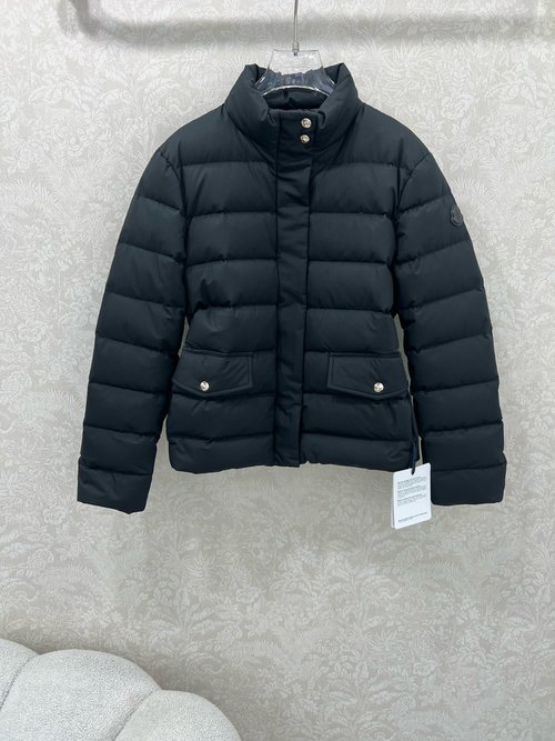 Moncler Short-Sleeved Down Jacket with Classic Pockets and Arm Patch