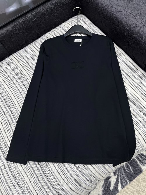Celine Popular Loose Long-sleeved T-shirt with Logo and Cloud-like Comfort