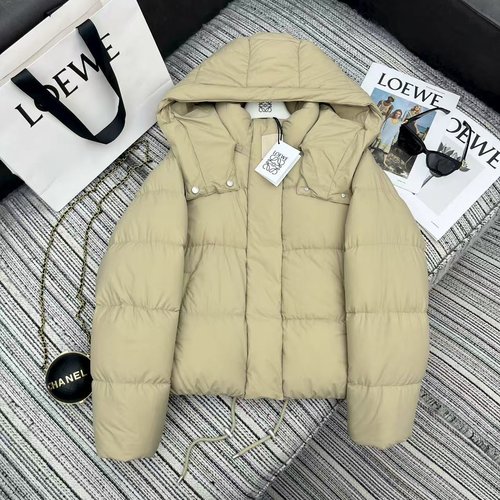 Loewe Recommended Early Autumn-Winter: Hooded Down Jacket with Logo Leather Patch at Collar