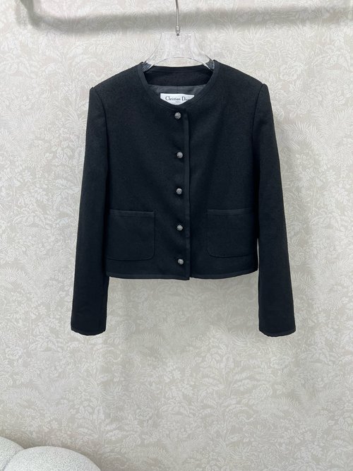 Dior Round Neck Blazer with Imported Wool and CD Button Design