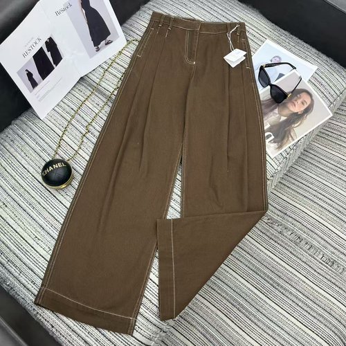 Brunello Cucinelli High Waist Denim Wide Leg Pants