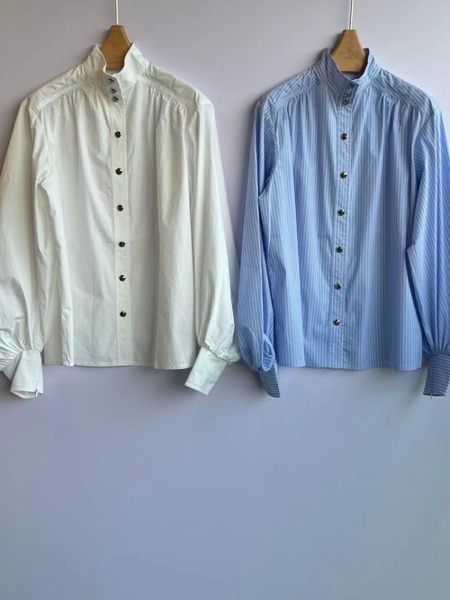 Zimmermann Cotton Striped Utility Shirt with High Collar for Practical Use