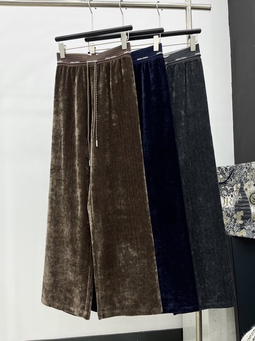 Miu Miu Original Quality Velvet Casual Trousers - Comfortable and Fashionable