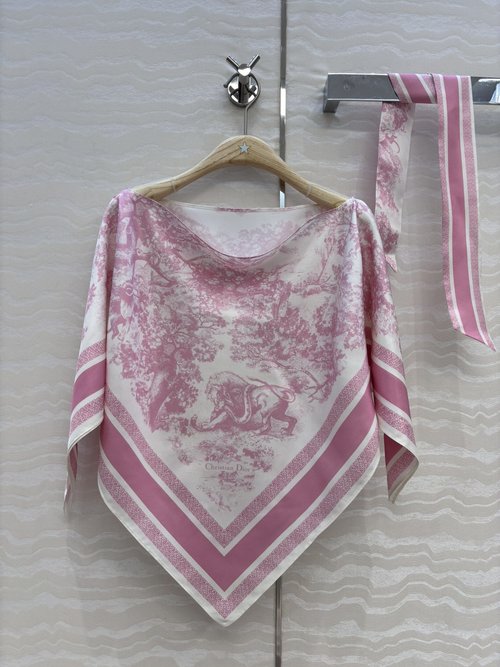 Dior Exclusive First Release: Luxury Real Silk Triangle Scarf Cape with Jungle Print