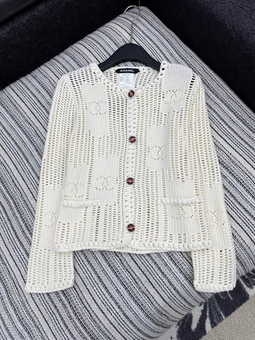 Chanel Chan Vintage Series Heavy Double - C Embroidered Round - Neck Coat