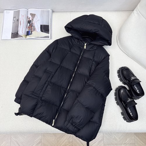 Max Mara Classic Micro-A Shape Hooded Mid-Length Down Jacket