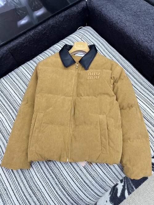 Miu Miu Original Corduroy Cotton Coat with Contrast Collar