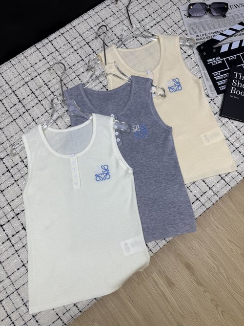 Loewe Stitched Iconic Logo Knit Sleeveless Blouse, Elegant Allure