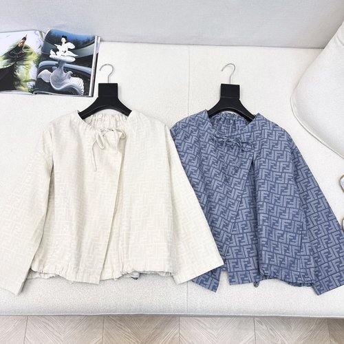 Fendi Classic Monogram Print Cape Coat with Drawstring