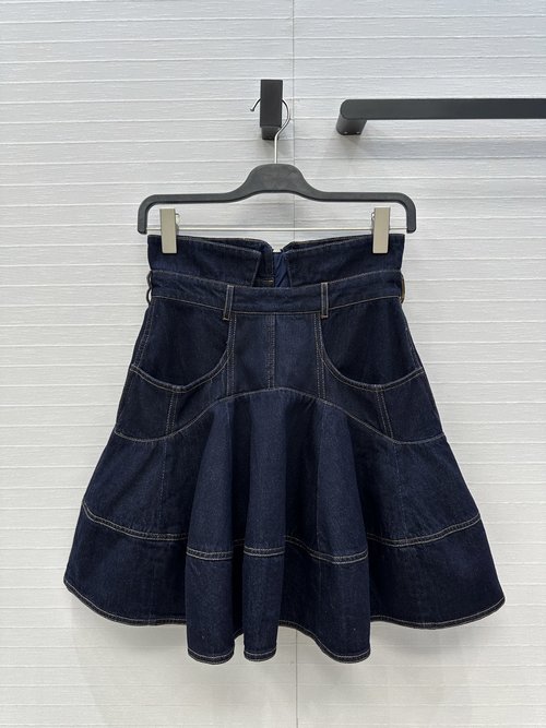 Zimmermann High-Waisted Flared Cotton Denim Short Skirt, Stylish and Versatile