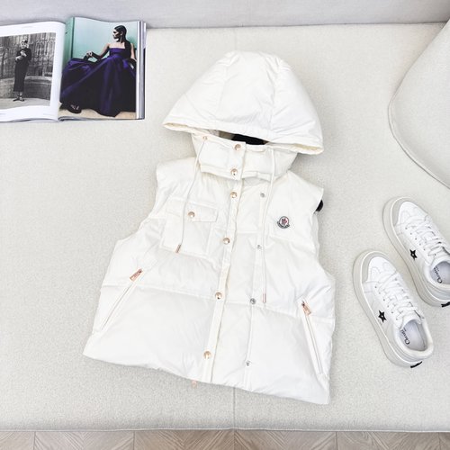 Moncler Detachable Hat Down Vest, Stylish and Comfortable