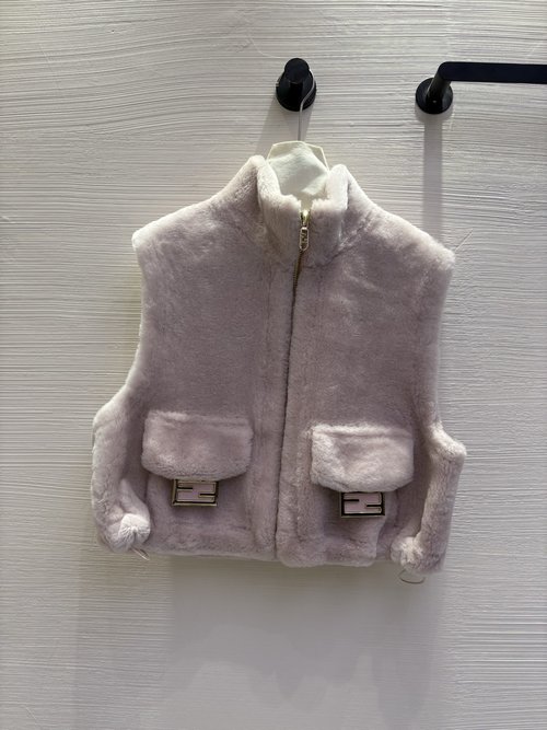 Fendi Imported Merino Fur Vest with H Shape and Handmade Flipped Edge