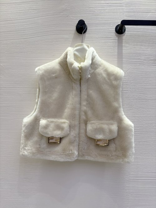 Fendi Imported Merino Fur Vest with H Shape and Handmade Flipped Edge